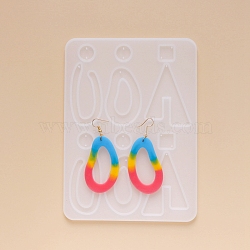 DIY Dangle Earring Silicone Molds, Resin Casting Molds, for UV Resin, Epoxy Resin Jewelry Making,  Mixed Shapes, White, 185x135x5mm, Inner Size: 15~61x15~43mm(DIY-G012-14)