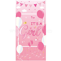 Polyester Hanging Banner Sign, Party Decoration Supplies Celebration Backdrop, Rectangle, Pink, 180x90cm(AJEW-WH0190-042)