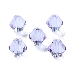 K9 Glass, Imitation Austrian Crystal Beads, Faceted, Bicone, Lavender, 6x6x6mm, Hole: 0.9mm(GLAA-R001-08-09)