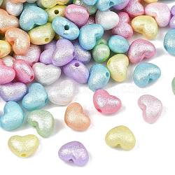 Textured Opaque ABS Imitation Pearl Beads, Heart, Mixed Color, 10x13.5x8mm, Hole: 2.5mm, about 909pcs/500g(MACR-K361-17)