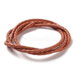 Braided Leather Cord, Sienna, 3mm, 50yards/bundle(VL3mm-19)