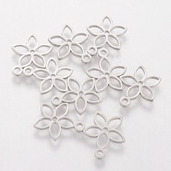 201 Stainless Steel Charms, Flower, Stainless Steel Color, 13x11x1mm, Hole: 1.5mm(STAS-S105-T209)