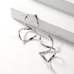 Non-Tarnish 201 Stainless Steel Twisted Number 8 Shaped Hoop Earrings, for Women, Stainless Steel Color, 30x15mm(ZG7415-2)