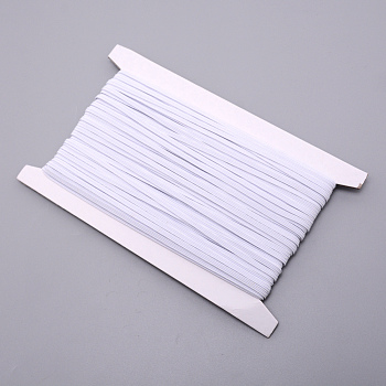 Flat Elastic Rubber Cord/Band, Webbing Garment Sewing Accessories, White, 3mm, about 32.8 yards(30m)/bag