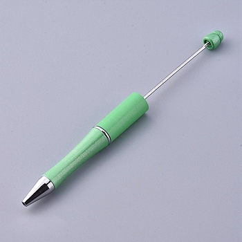 Plastic Beadable Pens, Shaft Black Ink Ballpoint Pen, for DIY Pen Decoration, Pale Green, 144x12mm, The Middle Pole: 2mm