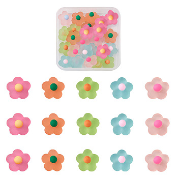 Pandahall Resin Frosted Cabochons, DIY for Earrings & Bobby pin Accessories, Flower, Mixed Color, 16.5x18x7mm