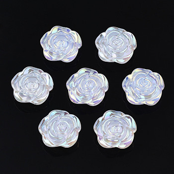 Electroplate Acrylic Cabochons, Flower, WhiteSmoke, 12x12x5mm