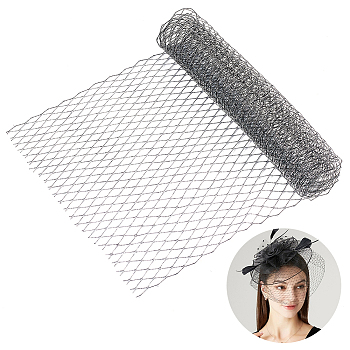 1M Polyester Mesh Fabric, for DIY Bride Veils Hats Fascinators, Black, 28cm