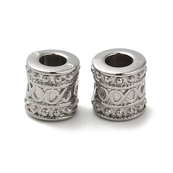304 Stainless Steel Beads, Large Hole Beads, Column with Infinity, Stainless Steel Color, 8x8.5mm, Hole: 3.8mm