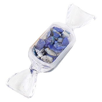 Raw Natural Lapis Lazuli Chip in Plastic Candy Box Display Decorations, Reiki Energy Stone Ornament, 80mm