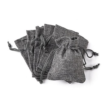 Burlap Packing Pouches Drawstring Bags, Gray, 20x15cm