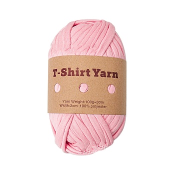 1 Skein Polyester Cloth Yarn, For Hand Knitting Thick Thread, Crochet Cloth Yarn, Pink, 20mm, about 32.81 Yards(30m)/Skein