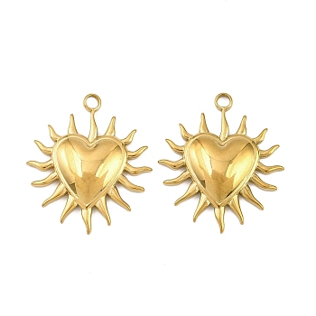 304 Stainless Steel Pendants, Heart, Ion Plating(IP), Golden, 27.5x23.5x3.5mm, Hole: 2.5mm