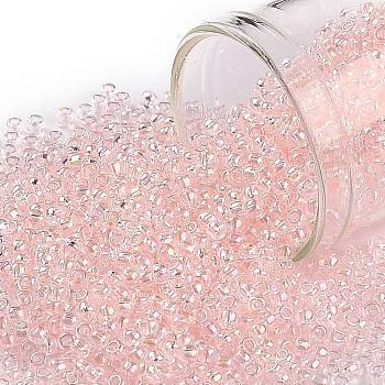 TOHO Round Seed Beads, Japanese Seed Beads, (171L) Dyed Light Pink Transparent Rainbow, 11/0, 2.2mm, Hole: 0.8mm, about 5555pcs/50g