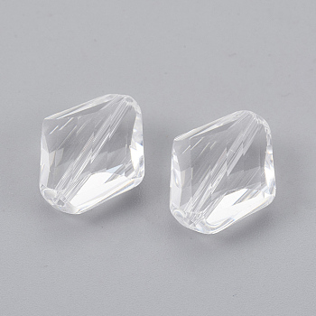 Imitation Austrian Crystal Beads, Grade AAA, Faceted, Rhombus, Clear, 14~14.5x12x5~7mm, Hole: 0.9~1mm