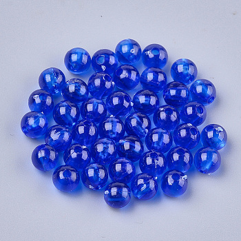 Transparent Plastic Beads, Round, Blue, 6x5.5mm, Hole: 1.8mm, about 5000pcs/500g