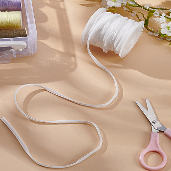 5 Yards Velvet Ribbon, for Garment Accessories, Gift Decoration, with Plastic Empty Spools, White, 1/8 inch(3mm), about 5.00 Yards(4.57m)/Set