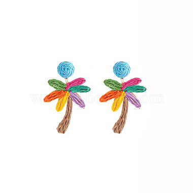 Boucles d'oreilles pendantes en raphia(WGDAA6F-04)-2