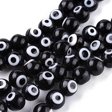 8mm Black Round Lampwork Beads