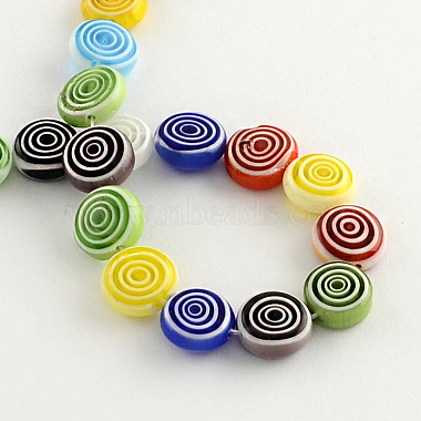 Flat Round Handmade Millefiori Glass Beads(X-LK-R004-49)-2