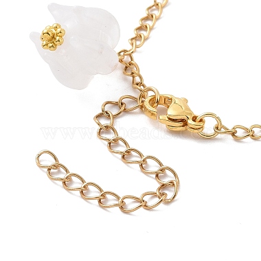 Acrylic Leaf & Flower & Plastic Pearl Charm Bracelet(BJEW-JB09077)-5