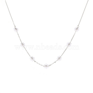 White Flower Stainless Steel Necklaces
