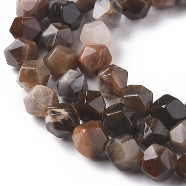 Chapelets de perles en bois pétrifié naturel(G-F668-02-6mm)-3
