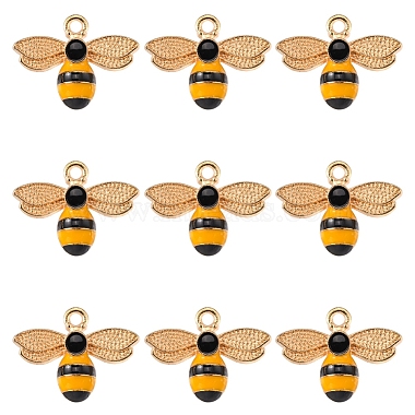 Light Gold Gold Bees Alloy+Enamel Pendants