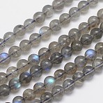 Natural Labradorite Round Bead Strands, Grade AA, 6mm, Hole: 1mm, about 66pcs/strand, 15.5 inch(G-M263-B-03)