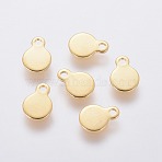 304 Stainless Steel Charms, Flat Round, Stamping Blank Tag, Golden, 7x5x0.6mm, Hole: 1mm(STAS-L234-044G)