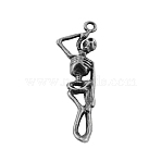 Skull Tibetan Style Alloy Pendants, Cadmium Free & Lead Free, Antique Silver, 43x12.5x4mm, Hole: 2mm, about 490pcs/1000g(TIBEP-R344-49AS-LF)