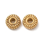 304 Stainless Steel Spacer Beads, Ion Plating(IP), Flower, Real 18K Gold Plated, 6x2mm, Hole: 1.5mm(STAS-L318-03G-02)