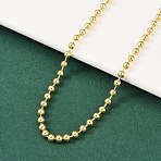 Rack Plating Brass Ball Chain Necklaces for Women, Long-Lasting Plated, Lead Free & Cadmium Free, Real 18K Gold Plated, 16.54 inch(42cm), bead: 3mm(X-NJEW-G102-01A-G)