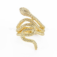 Snake Shape Rack Plating Alloy Wide Band Rings, Cadmium Free & Lead Free, Light Gold, US Size 8 1/4(18.3mm)(RJEW-Q163-019A-RS)
