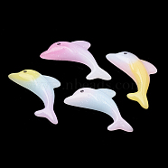 Resin Cabochons, with Glitter Powder, Imitation Jelly, Dolphin, Mixed Color, 19x34x6mm(CRES-N016-36)
