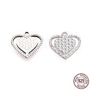 925 Sterling Silver Charms, Heart, for Valentine's Day, Silver, 11.5x12x1.4mm, Hole: 1.2mm(STER-C004-06S)
