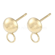 Ion Plating(IP) 304 Stainless Steel Stud Earring Findings, Manual Polishing, Real 18K Gold Plated, Half Round, 10x6mm, Pin: 0.8x11mm(STAS-P366-95A-G)