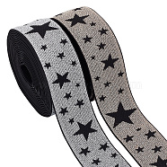 8 Yards 2 Colors Nylon Elastic Wide Band, Flat with Star, Mixed Color, 40mm, 4 yards/color(FIND-FG0002-51)