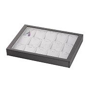 Wooden Necklace Presentation Boxes, Covered with PU Leather, Organic Glass and Magnetic Stripe, Rectangle, Gray, 305x223x40mm(ODIS-P003-06)