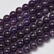 Natural Amethyst Round Bead Strands, 10mm, Hole: 1mm, about 39pcs/strand, 15.1 inch(G-M304-18-10mm)
