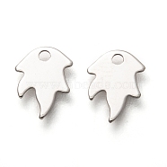 201 Stainless Steel Charms, Laser Cut, Maple Leaf, Stainless Steel Color, 10x8x0.5mm, Hole: 1.4mm(STAS-C017-10P)