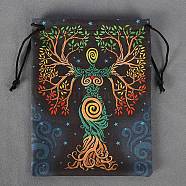 Velvet Jewelry Storage Drawstring Pouches, Rectangle Jewelry Bags, for Witchcraft Articles Storage, Tree of Life, 18x14cm(WICR-PW0007-03J)