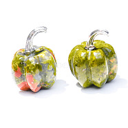 Natural Unakite Carved Healing Pumpkin Figurines, Reiki Energy Stone Display Decorations, 20mm(PW-WG74769-06)