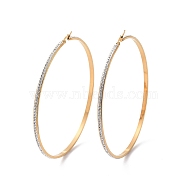 304 Stainless Steel Hoop Earrings, with Polymer Clay and Rhinestone, Ring, Golden, Crystal, 90x89x3.5mm(EJEW-N0031-11G-01I)