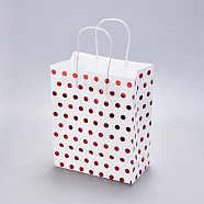Paper Bags, with Handles, Gift Bags, Shopping Bags, Polka Dot Pattern, Rectangle, Red, 21x11x27cm(CARB-L004-D03)