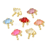 Translucent Resin Pendants, Cloud Charms, with Rack Plating Real 18K Gold Plated Brass Findings, Long-Lasting Plated, Cadmium Free & Lead Free, Mixed Color, 24.5x22.5x6mm, Hole: 1.6mm(KK-C023-04)