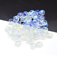Transparent Glass Charms, Petal, AB Color, Clear AB, 15x13.5x4mm, Hole: 1.2mm(GLAA-H016-05E-14)