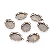 Tibetan Style Alloy Pendant Cabochon Settings, Cadmium Free & Lead Free, Oval, Antique Bronze, Tray: 18x13mm, 26x17x3mm, Hole: 2mm(TIBEP-0581-AB-LF)