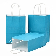 Kraft Paper Bags, Gift Bags, Shopping Bags, with Handles, Deep Sky Blue, 15x8x21cm(CARB-L006-A01)