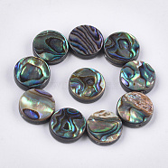 Abalone Shell/Paua Shell Beads, Flat Round, Green, 12x3~4mm, Hole: 1.2mm(X-SSHEL-T008-06A)